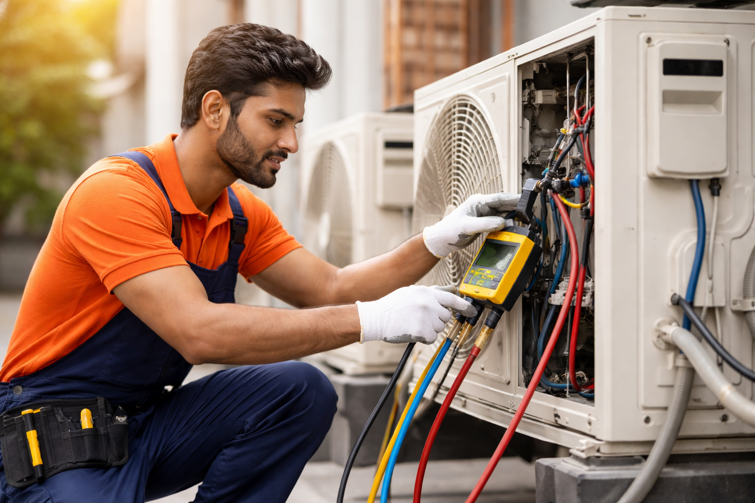 AC unit servicing and maintenance work